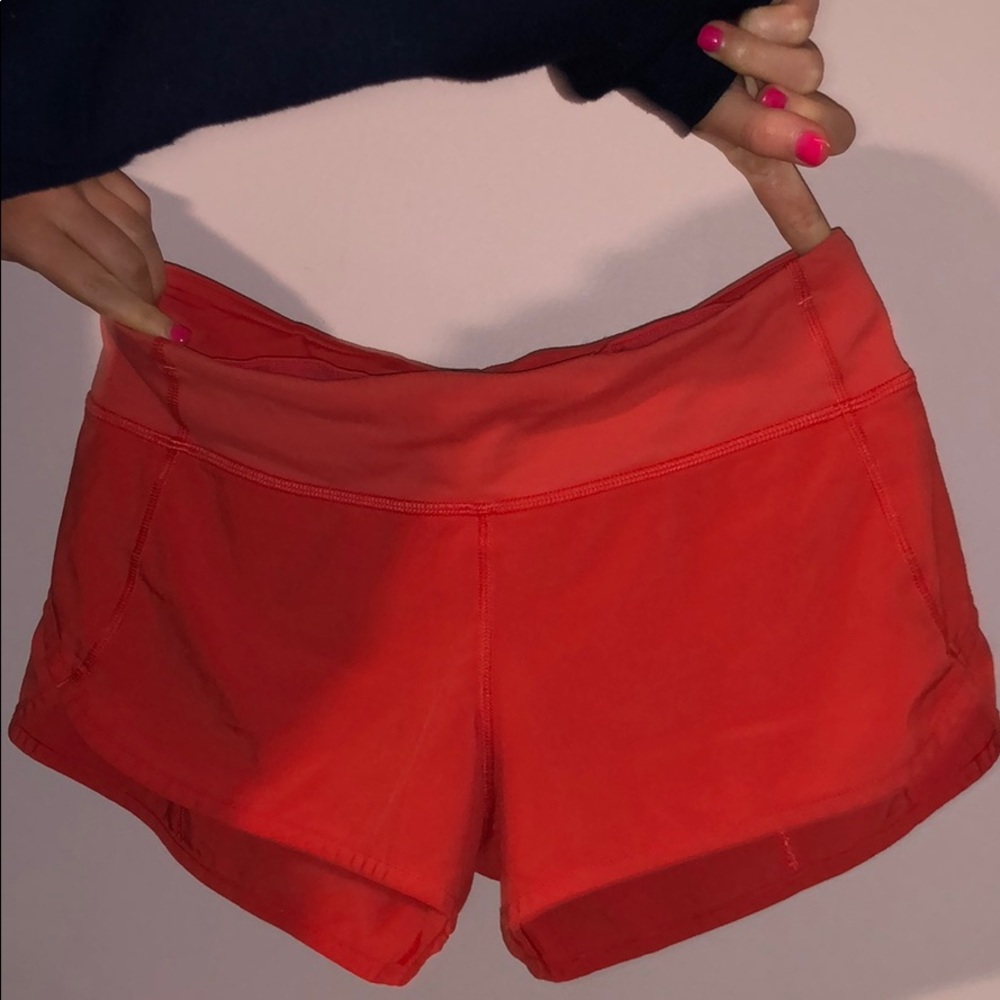 Size 4 red/orange Lululemon shorts